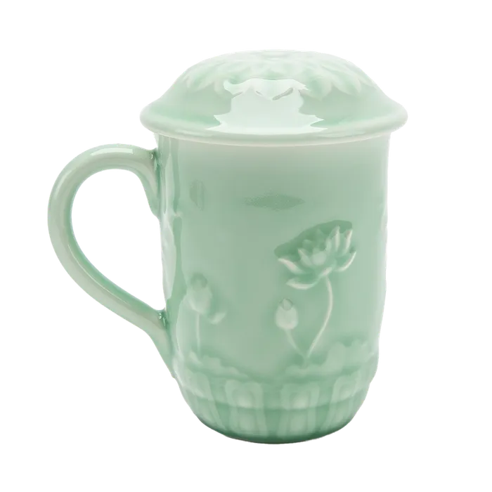 Eastern Elm Tea Mug with Lid Reclining Buddha Necklaces