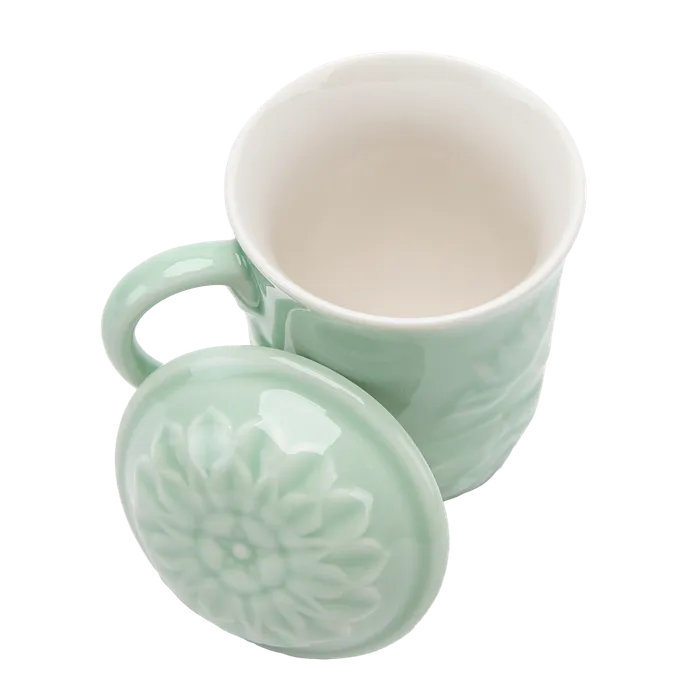 Eastern Elm Tea Mug with Lid Reclining Buddha Necklaces