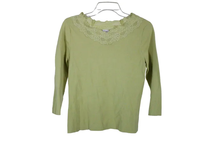 Emma James Emma James Green Knit Top M Earrings