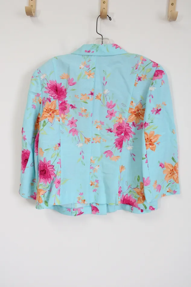 Emma James Rings Emma James Liz Claiborne Linen Blend Blue Floral Light Jacket 16