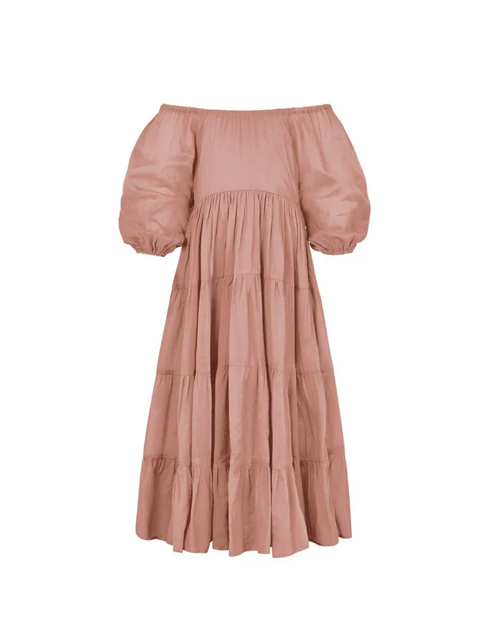 Erika Pea Brielle Full Sleeve Tiered Little Girls Dress Necklaces
