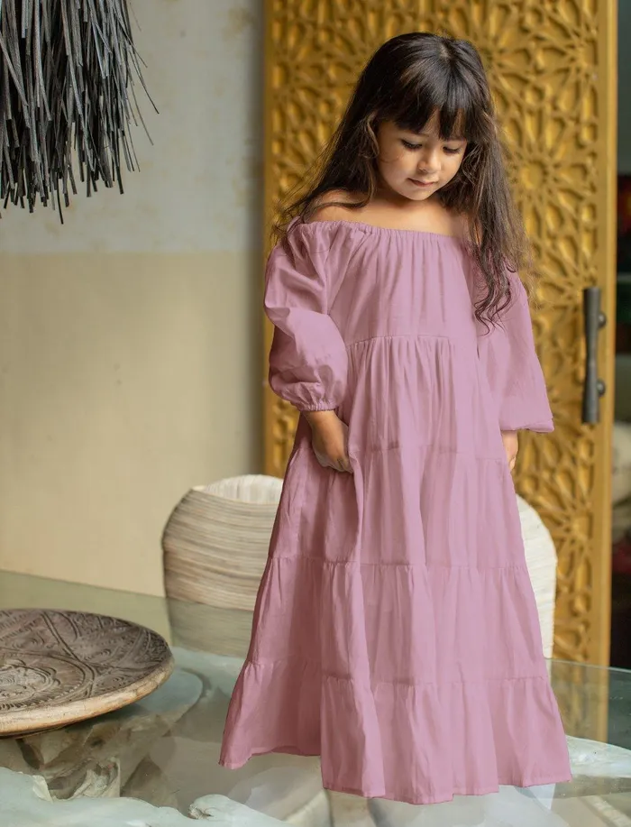 Erika Pea Brielle Full Sleeve Tiered Little Girls Dress Necklaces