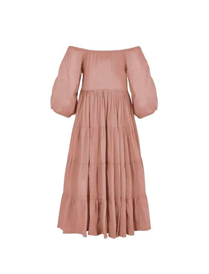 Erika Pea Brielle Full Sleeve Tiered Little Girls Dress Necklaces