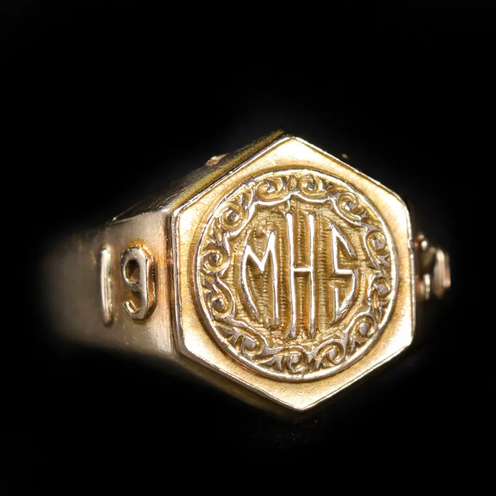 Estate 10K Yellow Gold Class Ring Circa 1920 OTC Rings