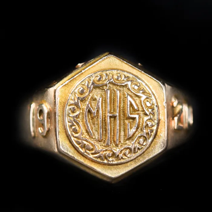 Estate 10K Yellow Gold Class Ring Circa 1920 OTC Rings