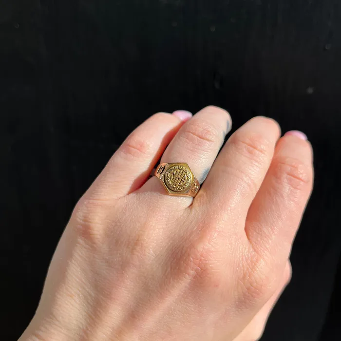 Estate 10K Yellow Gold Class Ring Circa 1920 OTC Rings