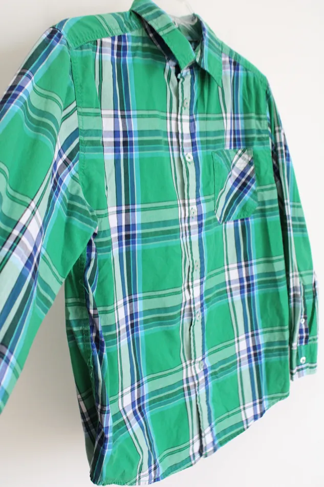 Faded Glory Green Plaid Button Down Shirt 1416 Faded Glory Earrings