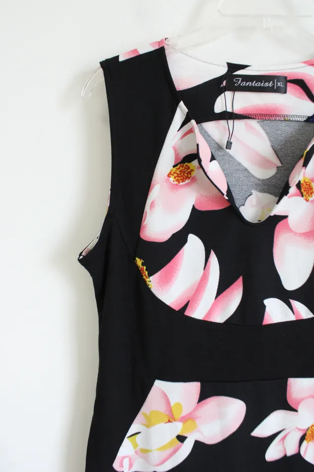 Fantaist Black Floral Sleeveless Dress XL Fantaist Rings
