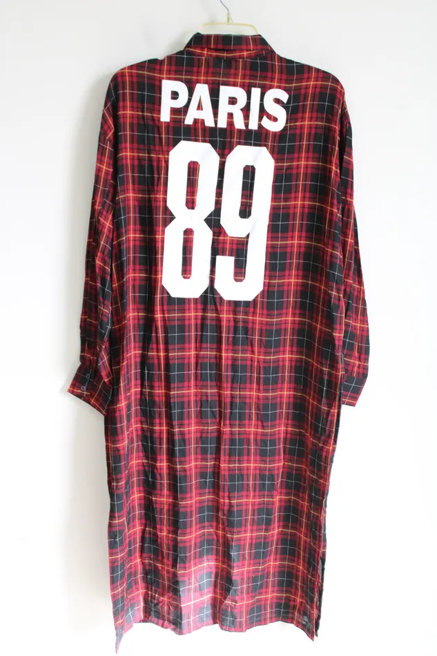 Fashion Nova Earrings Fashion Nova Red Plaid Slit Tunic Dress M