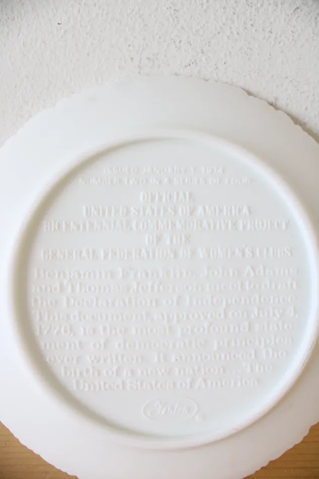 Fenton Necklaces Fenton USA Bicentennial Project Of The General Federation Of Womens Clubs Colonial Milk Glass White In God We Trust Decorative Plate
