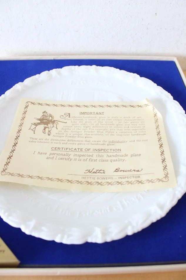 Fenton Necklaces Fenton USA Bicentennial Project Of The General Federation Of Womens Clubs Colonial Milk Glass White In God We Trust Decorative Plate