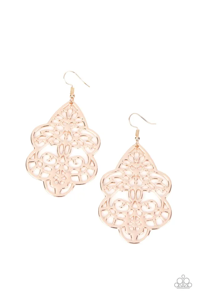 Festive Foliage Rose Gold Paparazzi Accessories Earrings