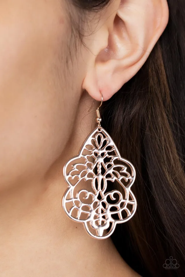 Festive Foliage Rose Gold Paparazzi Accessories Earrings
