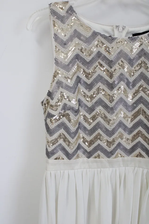 Forever 21 Rings Forever 21 White Gold Sequined Chiffon Dress L