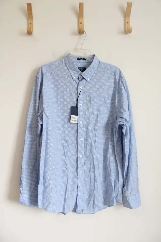 Gant Rings NEW Gant The Broadcloth Regular Blue White Patterned Button Down Shirt XL