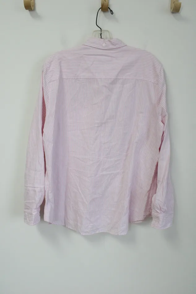 Gap Boyfriend Fit Pink White Striped Button Down Shirt L Gap Rings