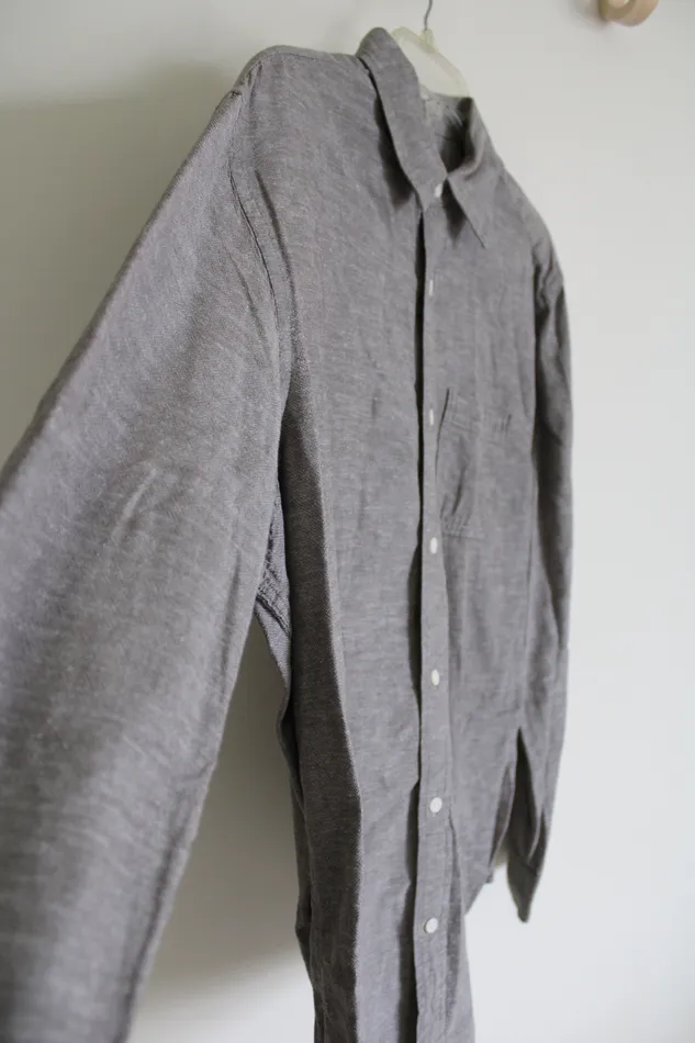Gap Earrings Gap Classic Fit Brown Linen Blend Button Down Shirt L
