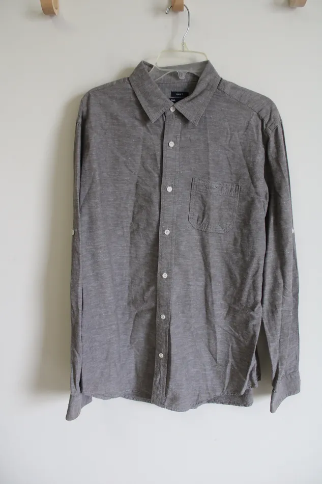 Gap Earrings Gap Classic Fit Brown Linen Blend Button Down Shirt L