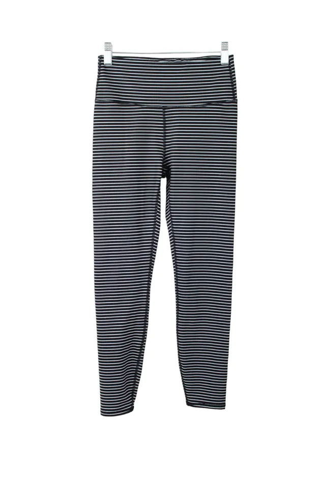 Gap GapFit Black White Striped Leggings XS Rings