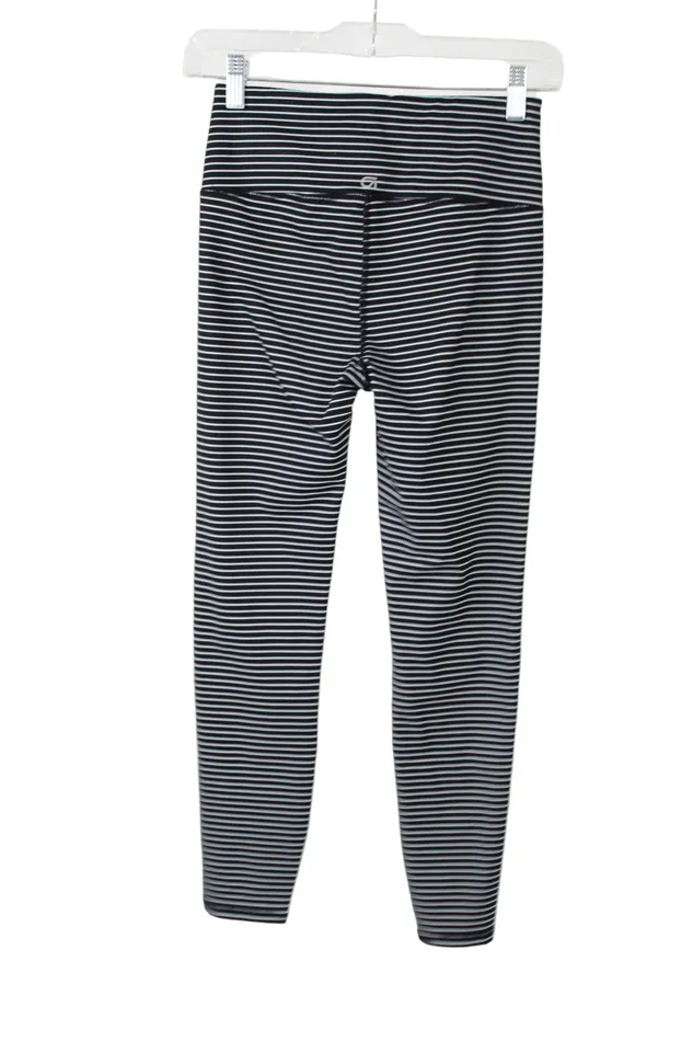 Gap GapFit Black White Striped Leggings XS Rings