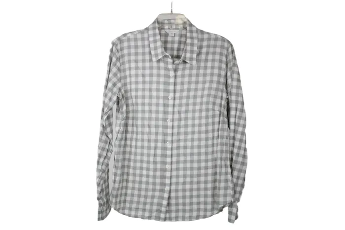 Garnet Hill Earrings NEW Garnet Hill Gray Gingham Button Down 12