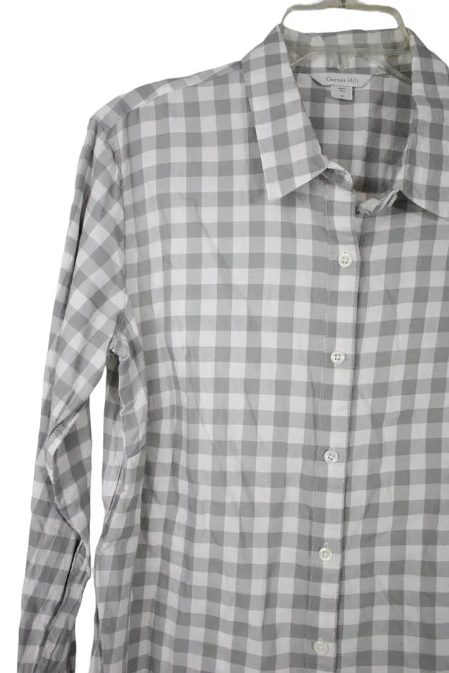 Garnet Hill Earrings NEW Garnet Hill Gray Gingham Button Down 12