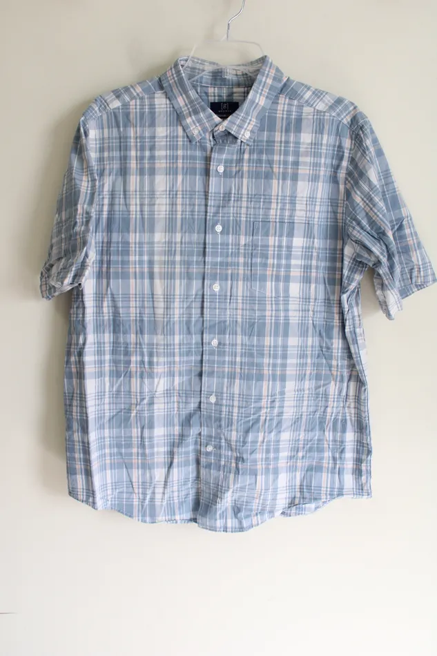 George Rings George Classic Fit Blue Pink Pastel Plaid Shirt L