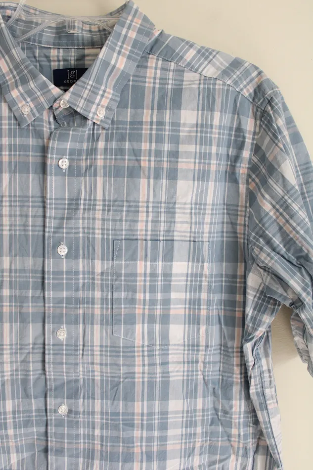 George Rings George Classic Fit Blue Pink Pastel Plaid Shirt L
