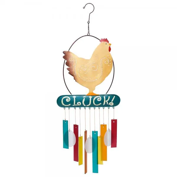 GIFTESSENTIALS Earrings Powdercoated Chicken Cluck Wind Chime