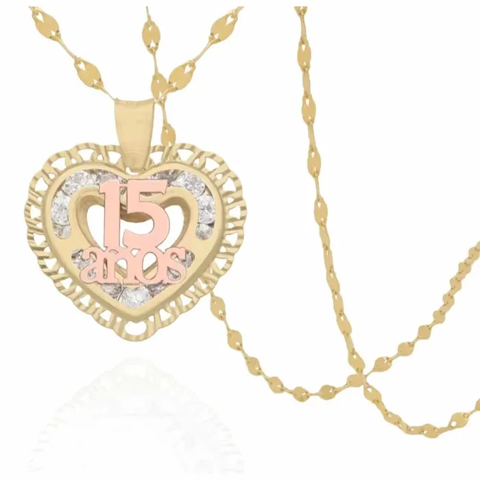 Gold Shield Necklaces Medalla 15 Aos Corazon Oro 10k
