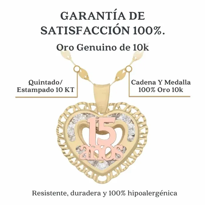 Gold Shield Necklaces Medalla 15 Aos Corazon Oro 10k