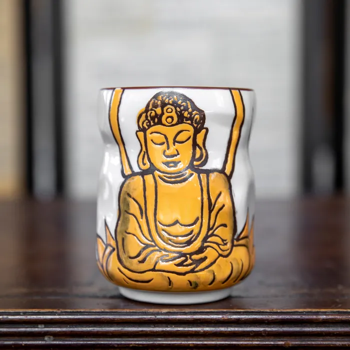 Golden Buddha Tea Cup DharmaCrafts Earrings