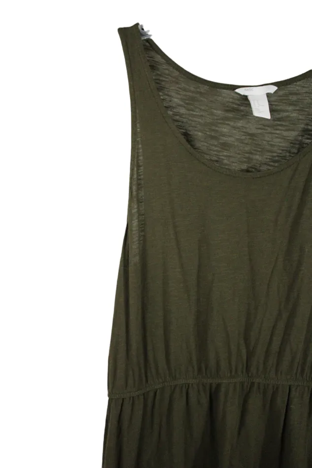 HM Basic Dark Green Dress M HM Earrings