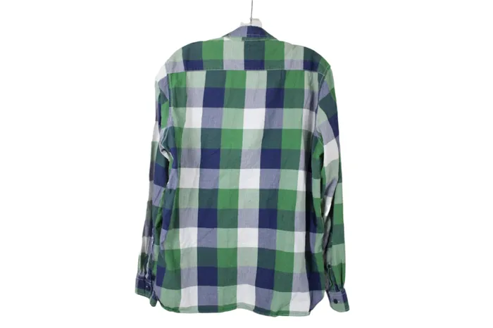 HM Rings LOGG Blue Green Plaid Fitted Shirt M