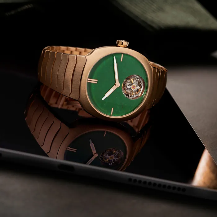 H Moser Cie Watches H Moser Cie Streamliner Tourbillon Wyoming Jade Watch