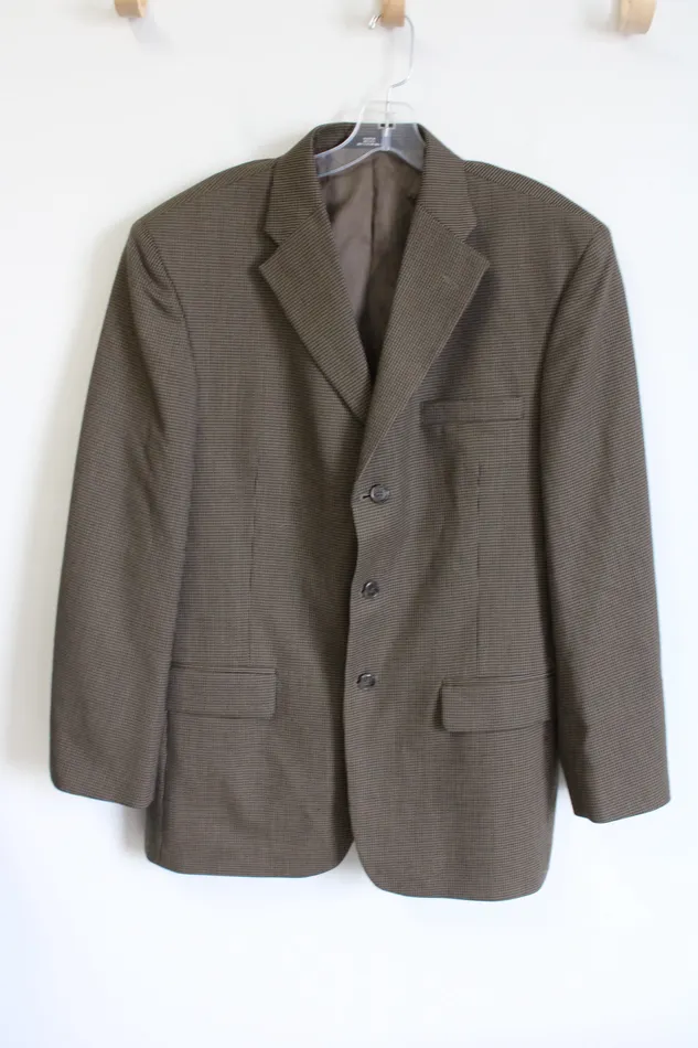 Hagger Collections Brown Plaid Blazer 40 R Haggar Earrings