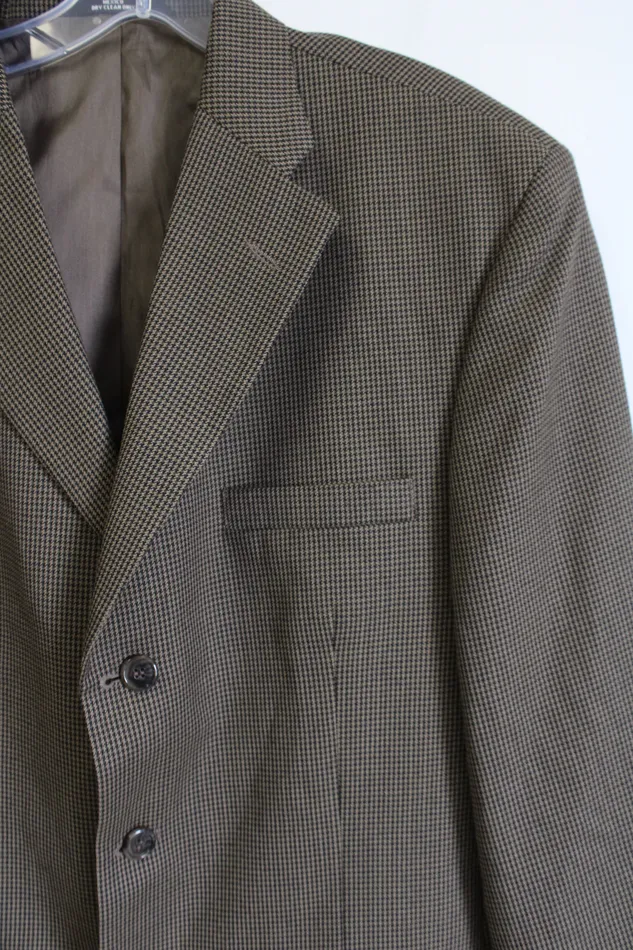 Hagger Collections Brown Plaid Blazer 40 R Haggar Earrings