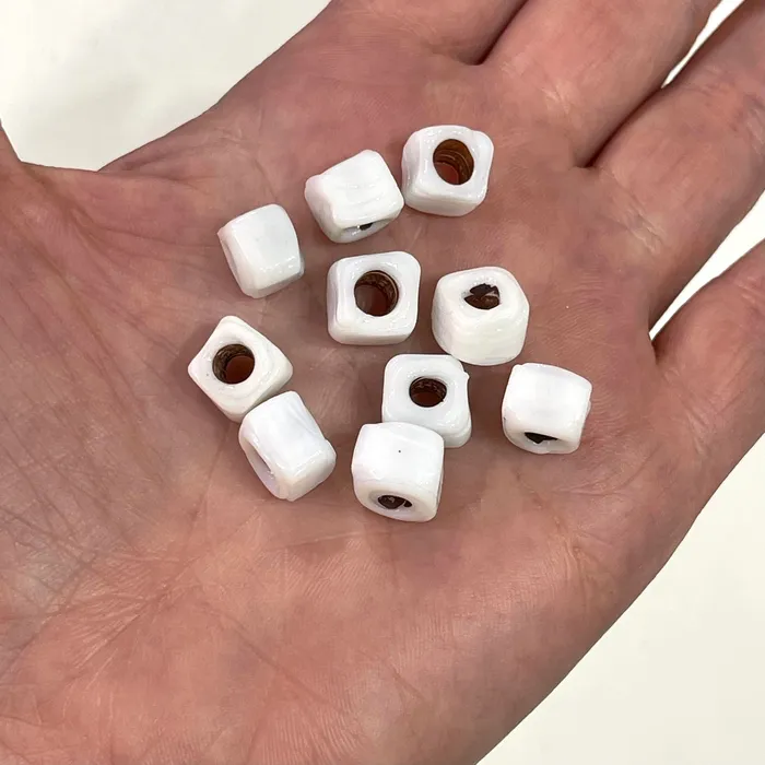 Hand Made Glass Cube Beads Large Hole Traditional Lampwork Glass Beads 10 BeadsWhite Peppy Beads Rings Hand Made Glass Cube Beads Large Hole Traditional Lampwork Glass Beads 10 BeadsWhite Peppy Beads Rings