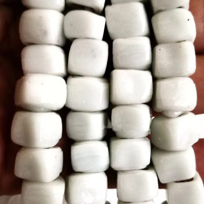 Hand Made Glass Cube Beads Large Hole Traditional Lampwork Glass Beads 10 BeadsWhite Peppy Beads Rings