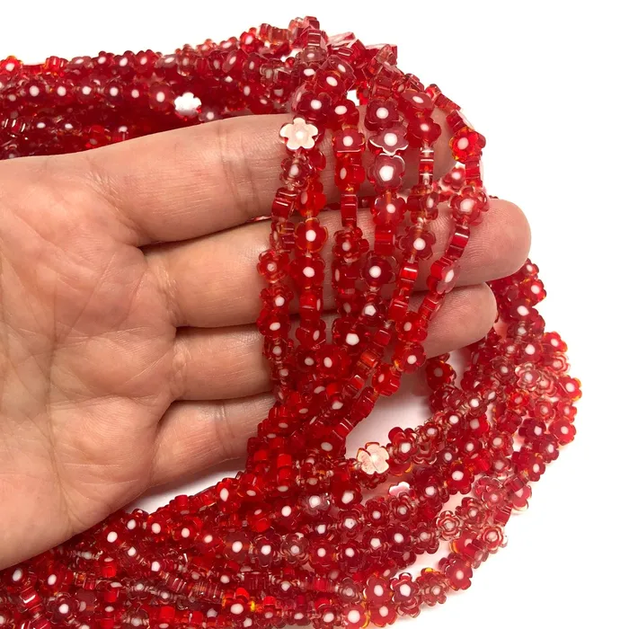 Hand Made Murano Glass Daisy Beads Peppy Beads Rings