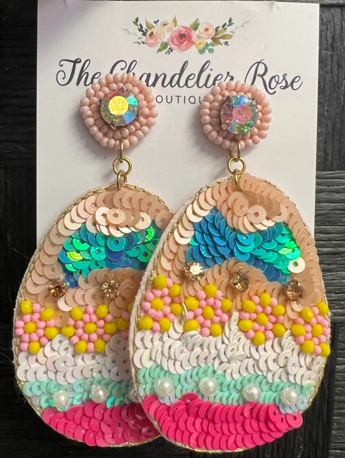 HAPPY EASTER EGG EARRINGS The Chandelier Rose Boutique Earrings