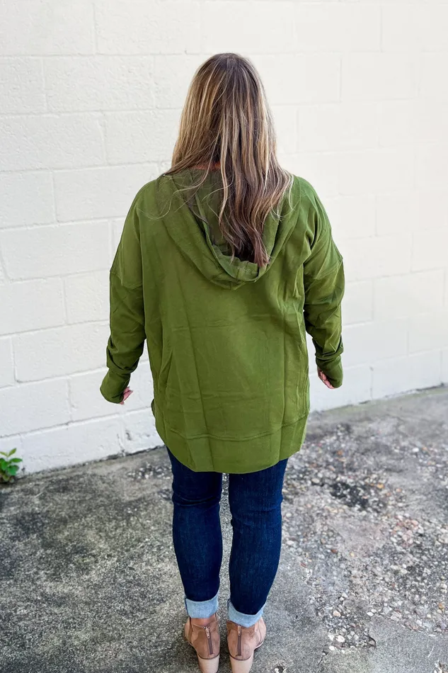 Haptics Earrings Found A Way Pullover Hoodie Top Olive