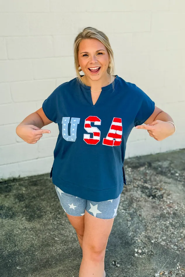 Haptics USA Letter Patch Top Earrings