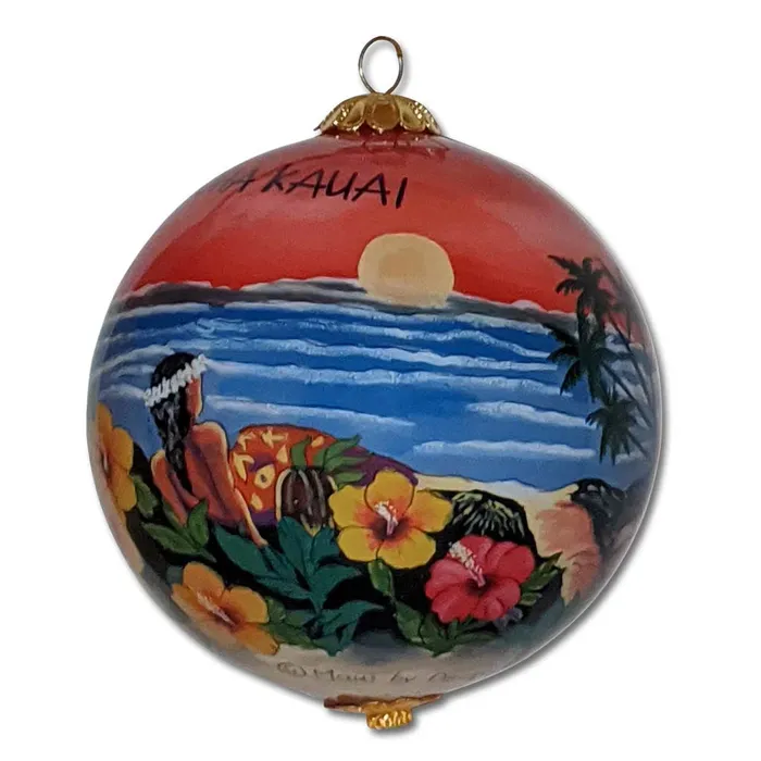Hawaii Volcano Sunset Glass Christmas Ornament PATCHOFSHADEINC Necklaces