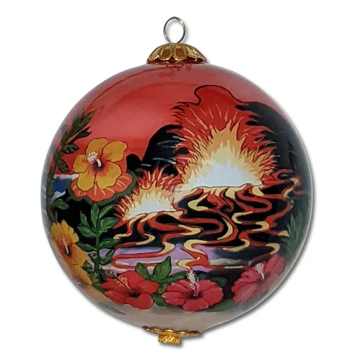Hawaii Volcano Sunset Glass Christmas Ornament PATCHOFSHADEINC Necklaces