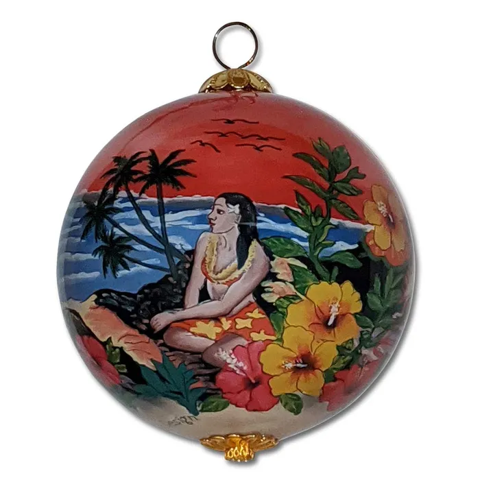 Hawaii Volcano Sunset Glass Christmas Ornament PATCHOFSHADEINC Necklaces