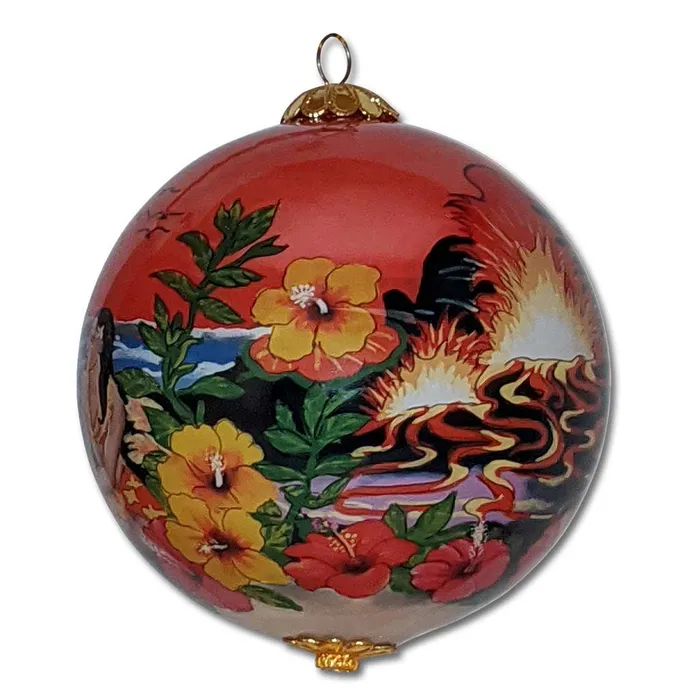 Hawaii Volcano Sunset Glass Christmas Ornament PATCHOFSHADEINC Necklaces