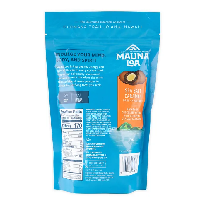 HAWAIIANHOST Mauna Loa Dark Chocolate Sea Salted Caramel Macadamia Nuts 8 oz Earrings