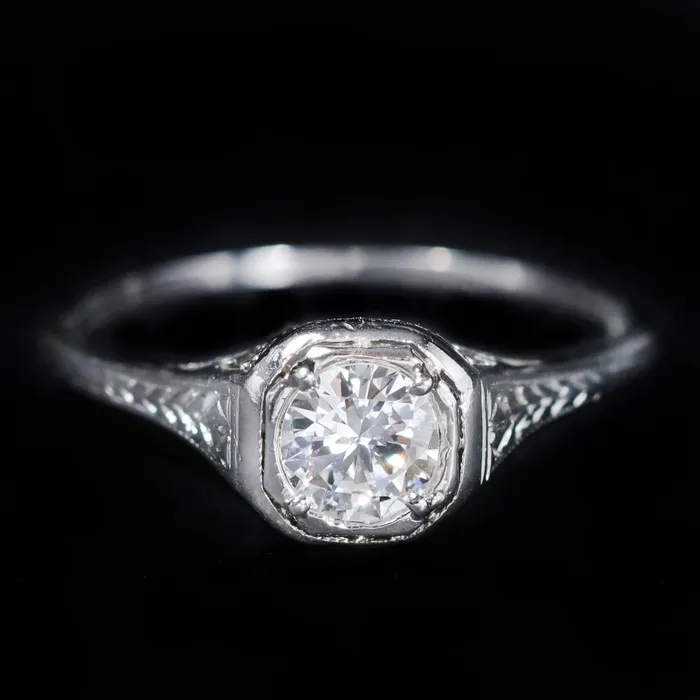 Heirloom Jewelers Art Deco Platinum 050 Carat Old European Cut Diamond Engagement Ring Rings