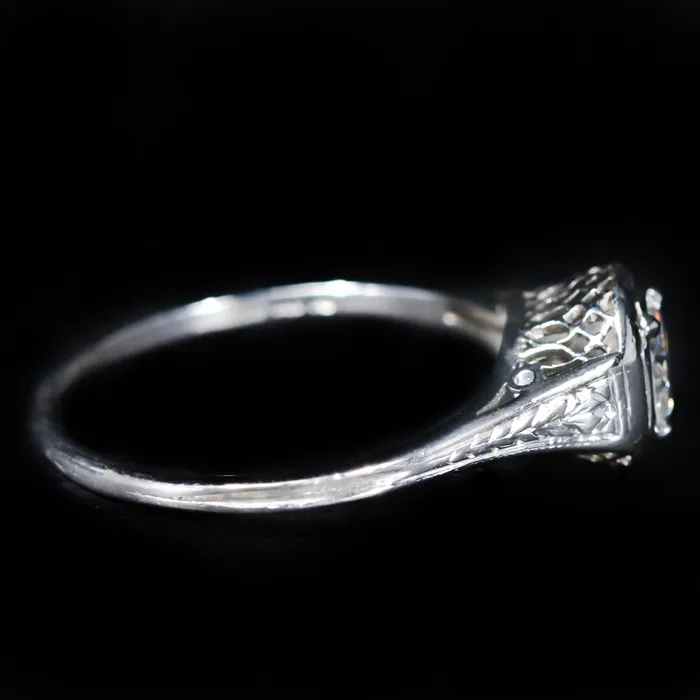 Heirloom Jewelers Art Deco Platinum 050 Carat Old European Cut Diamond Engagement Ring Rings